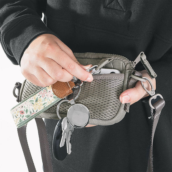 key loop on textured phone crossbody