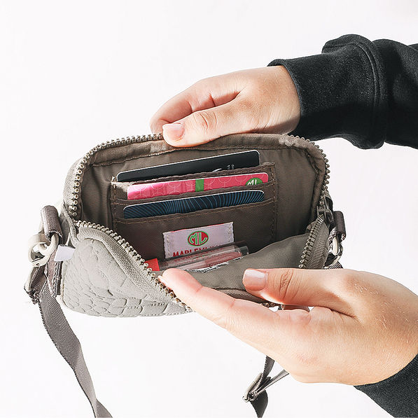 inside shot of textured phone crossbody