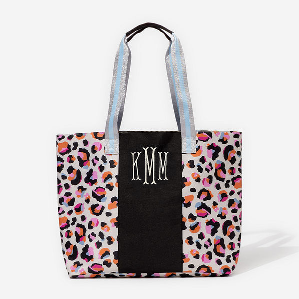 Monogrammed Tote Bag in Sunset Leopard
