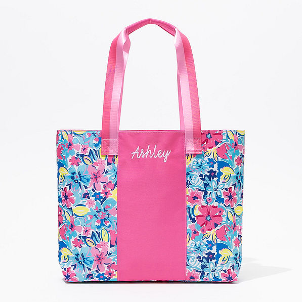 monogrammed tote bag in watercolor whimsy