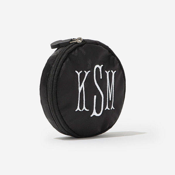 Monogrammed Travel Jewelry Case in Black