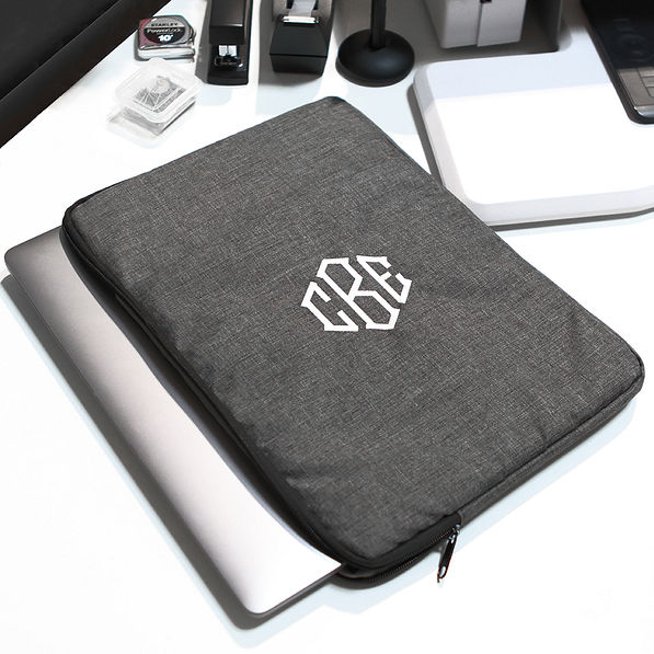Monogrammed Laptop Sleeve on Desk