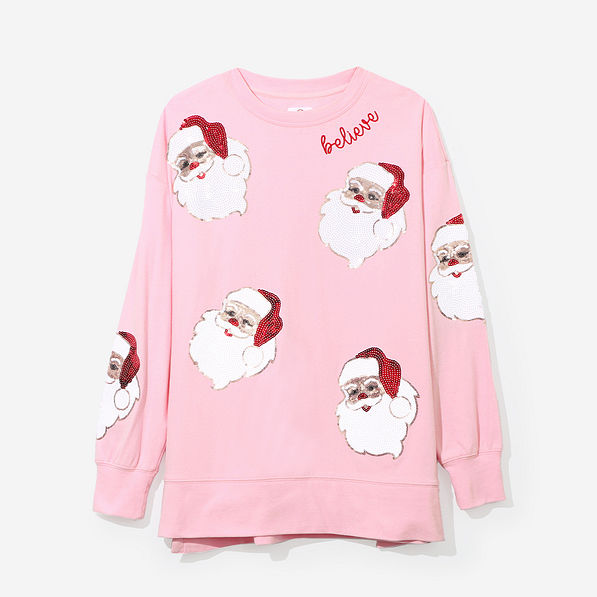 christmas sweatshirt in light pink
