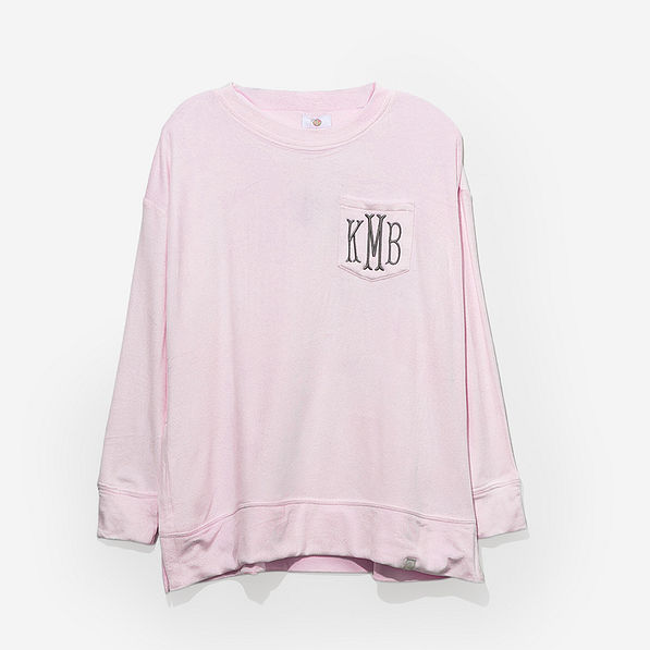 monogrammed softspun sweatshirt in light pink