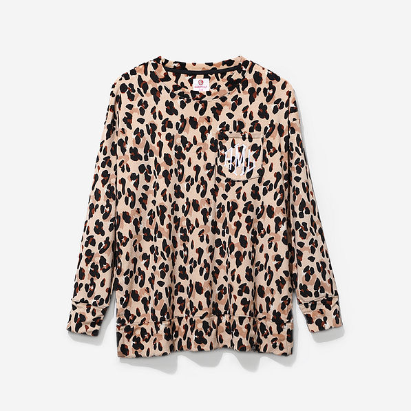 Monogrammed Softspun Sweatshirt in Classic Cheetah