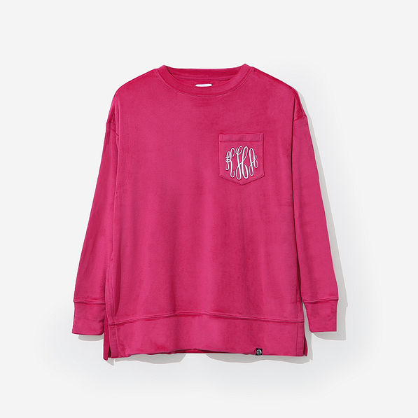 monogrammed softspun sweatshirt in berry