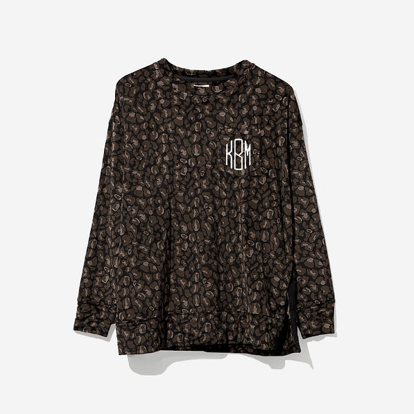 monogrammed softspun sweatshirt in onyx leopard 2024