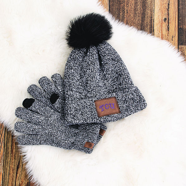 tcu beanie and gloves