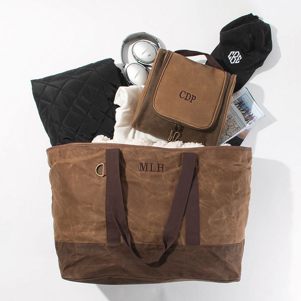 Monogrammed Waxed Canvas Hanging Toiletry Bag Marleylilly