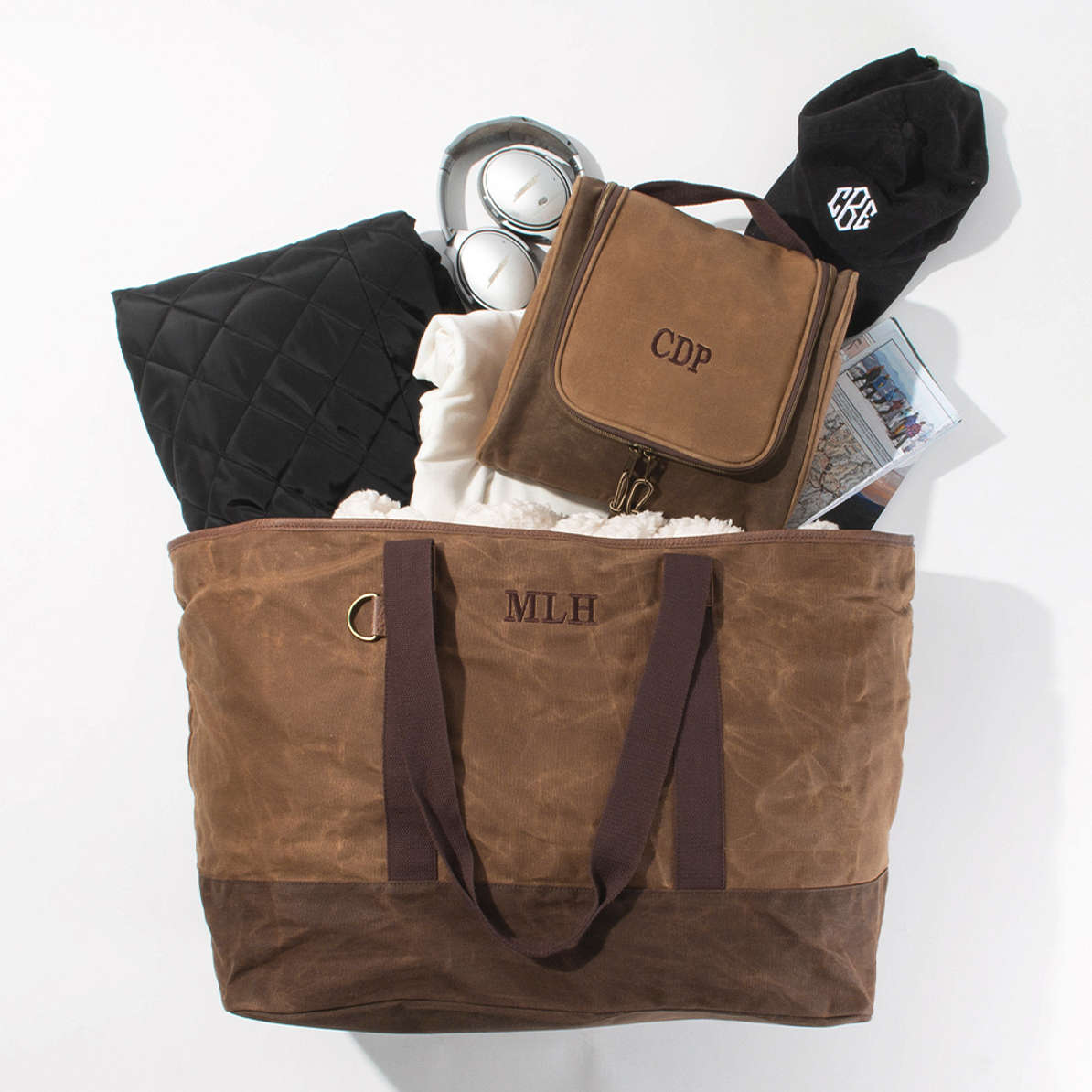 Monogrammed Waxed Canvas Hanging Toiletry Bag Marleylilly