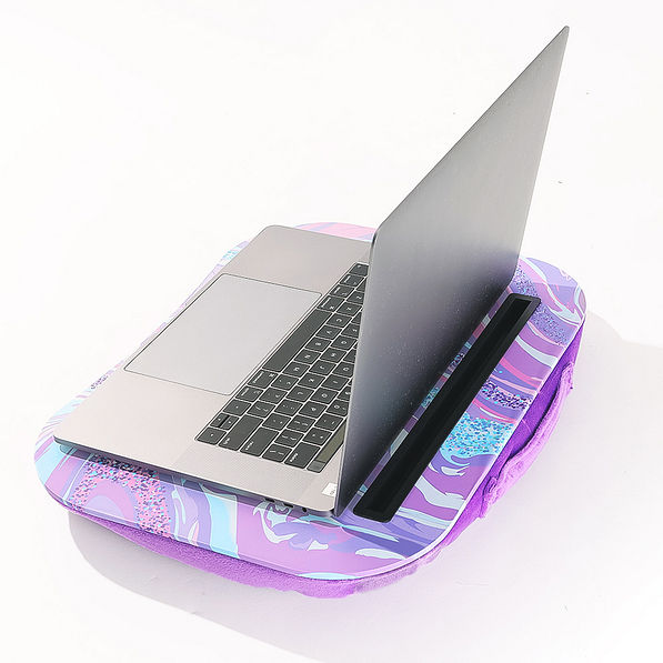 lap top on purple marble lap desk
