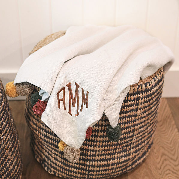 personalized pom pom blanket