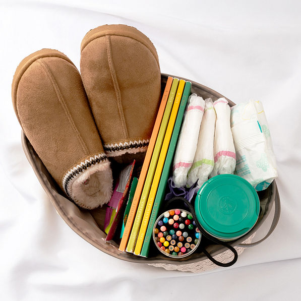 inside of ivory and tan stair basket