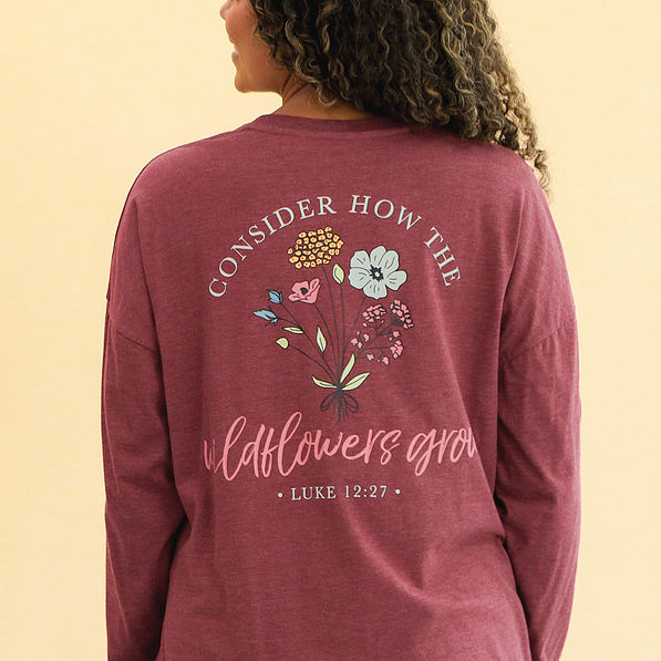 burgundy faith shirt - back view