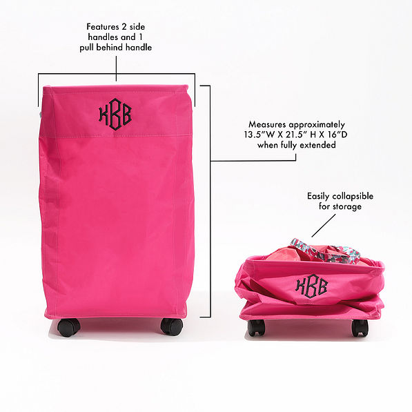 Monogrammed Collapsible Rolling Cart Infographic