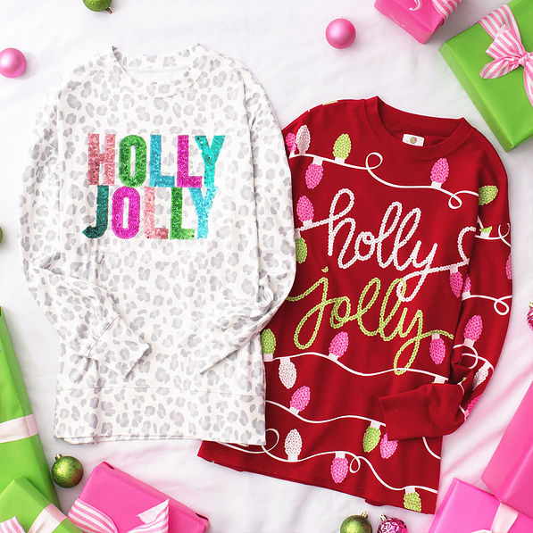 HOLLY JOLLY Embroidered Round Neck Sweatshirt main image 0
