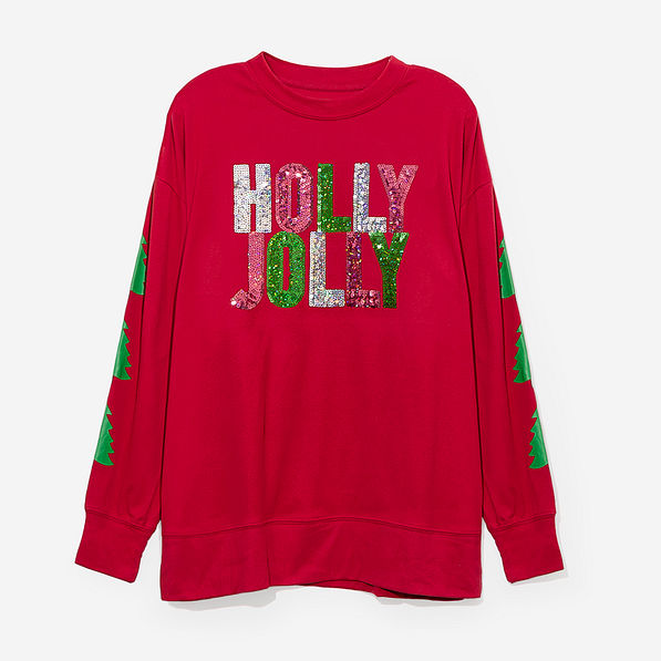 holly jolly christmas sweatshirt in crimson