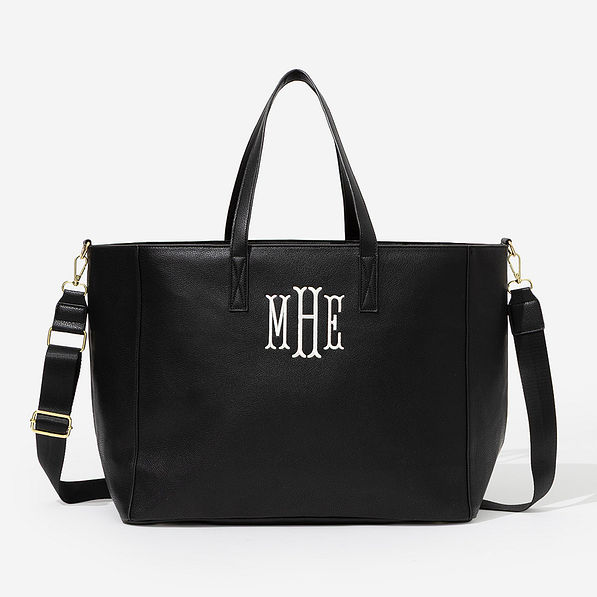 Monogrammed Carry On Travel Tote in black