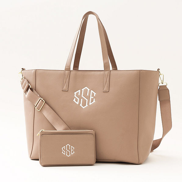 tan 2024 carry on travel tote with phone wallet