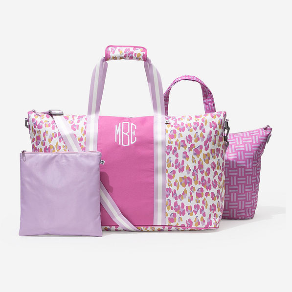 monogrammed travel bag set in the wild
