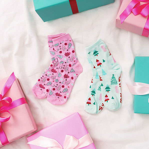 duo fun and frosted and mint wonderland socks