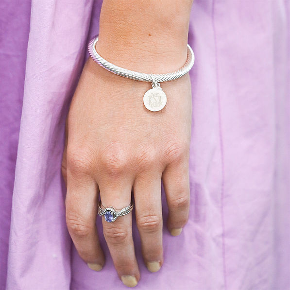 silver cable bracelet on arm