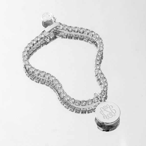 silver tennis bracelet on mirror