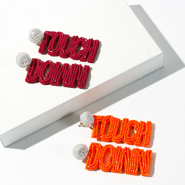 Red and orange studio style touch down earrings