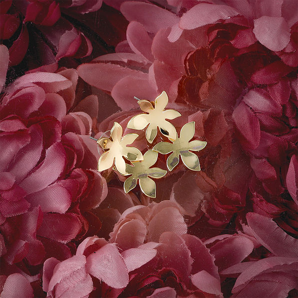 Double Flower Earrings in Flower Setting