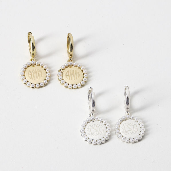  Polished Sterling Silver Personalize Monogram Dangling Round  Disc Earrings: Clothing, Shoes & Jewelry