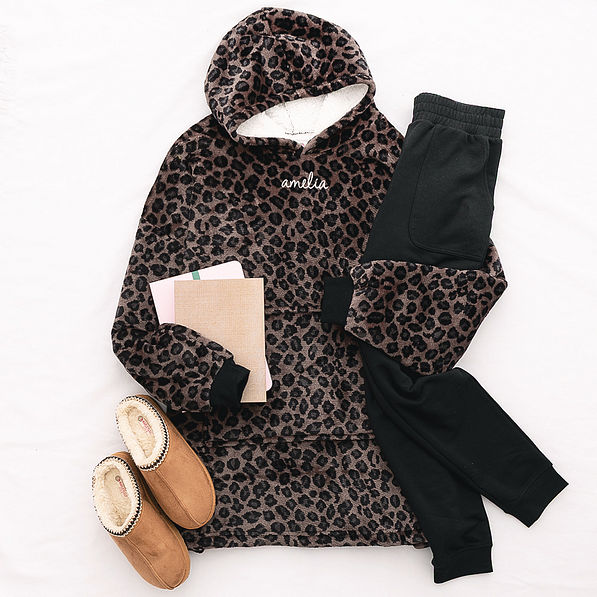 sable cheetah blanket hoodie with mocassins