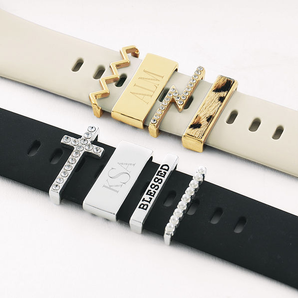 Personalized Smart Watch Charm Set in Gold and Silver on Apple Watch Band