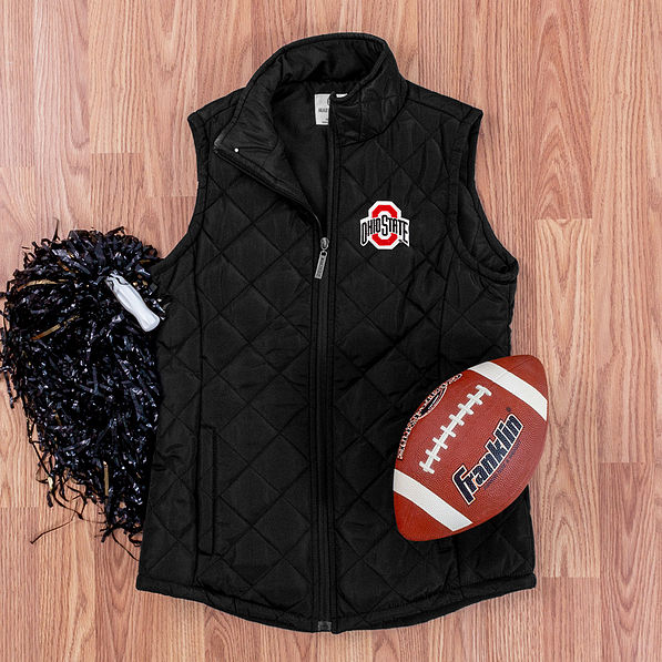 Ohio State Buckeyes Puffer Vest style with a football
