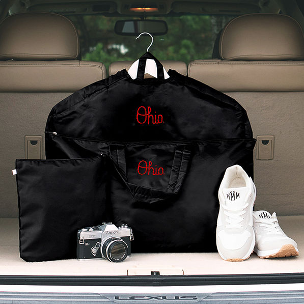 ohio state packable garment bag with packable duffel bag
