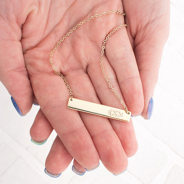 monogrammed bar necklace