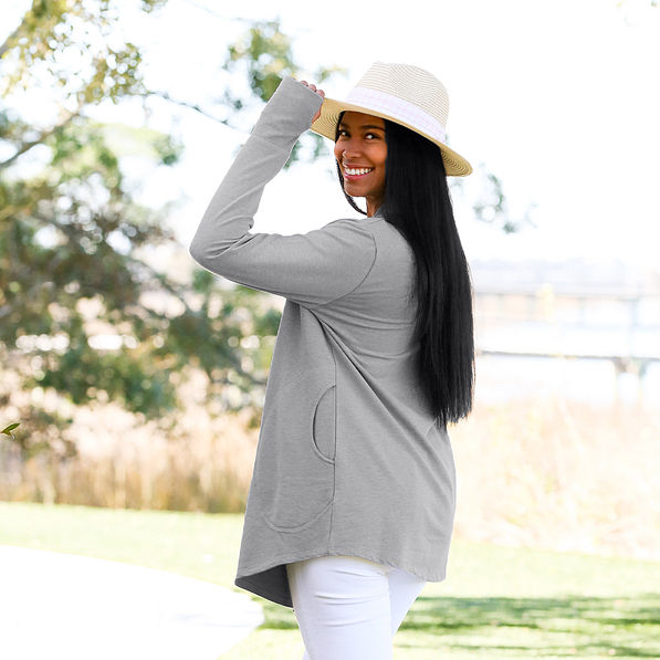 Monogrammed Sweatshirt Cardigan in Heathered Gray