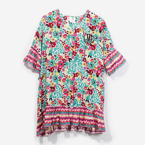 Monogrammed Swim Cover Up in Wild Blooms