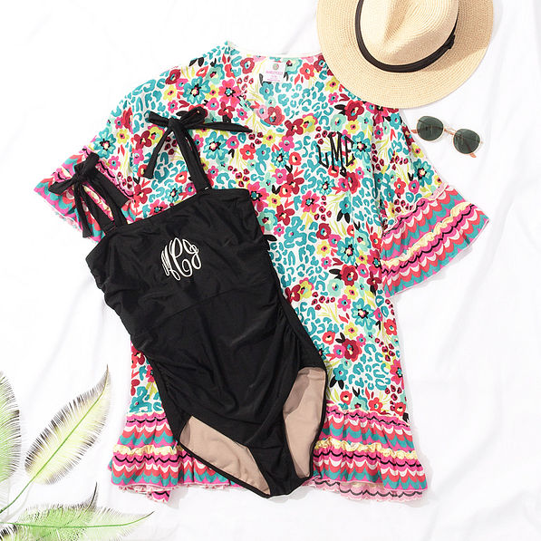 wild blooms swim cover up flatlay