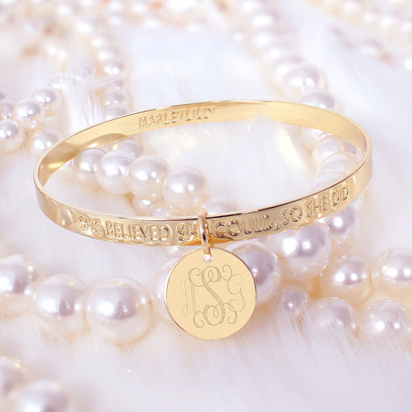 Gold Marleylilly Personalized Bracelet with Quote