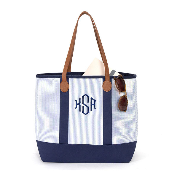 Personalized Seersucker Tote Bag