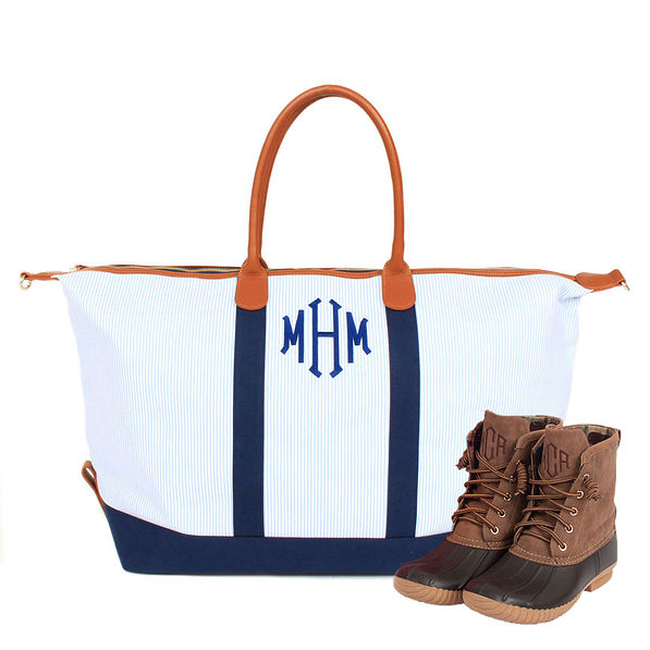 monogrammed weekender travel bag