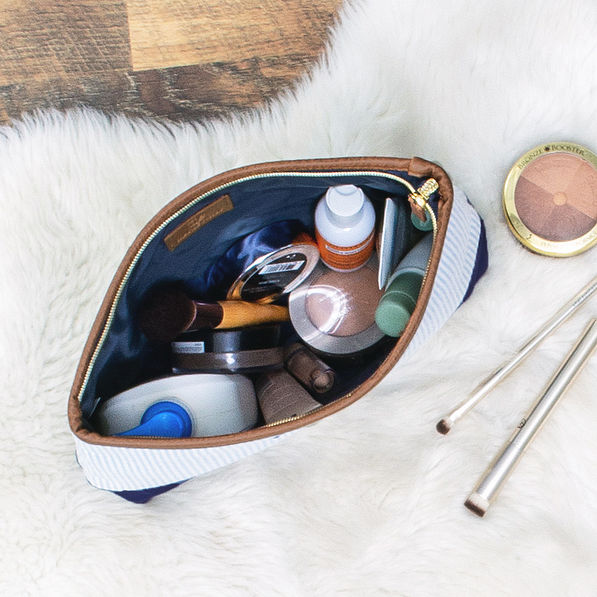 Inside of Seersucker Cosmetic Bag