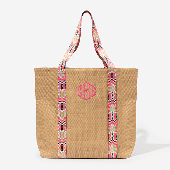monogrammed hat carrier tote in pink