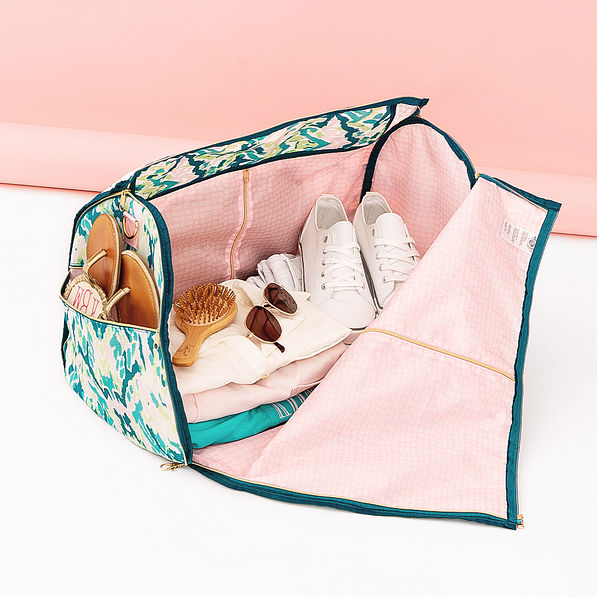 packed ikat and blush convertible weekend bag