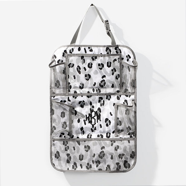 Monogrammed Seat Organizer in Black Sassy Spots