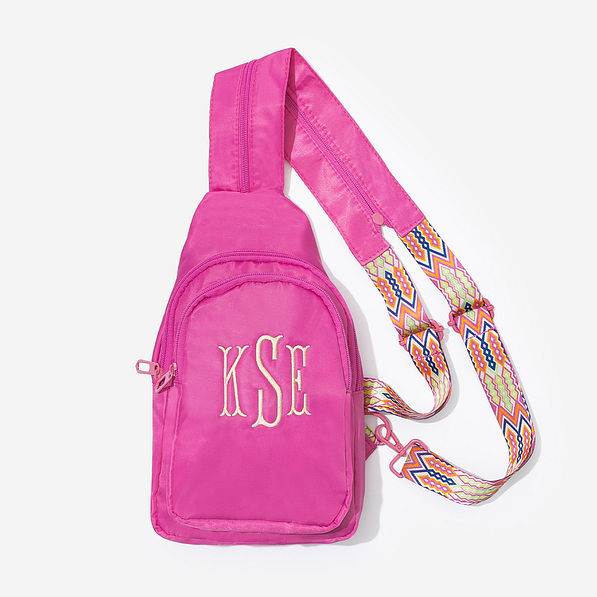 personalized sling backpack in hot pink new