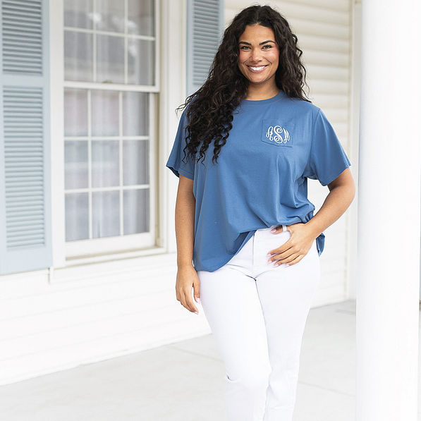 light navy america t shirt on julia