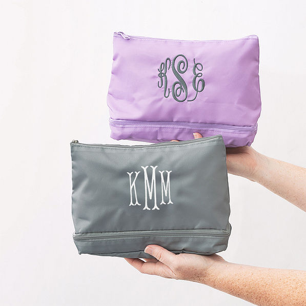 mushroom and lilac double layered make up bags
