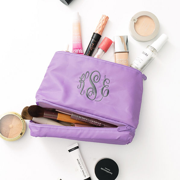 lilac personalized double layer makeup bag