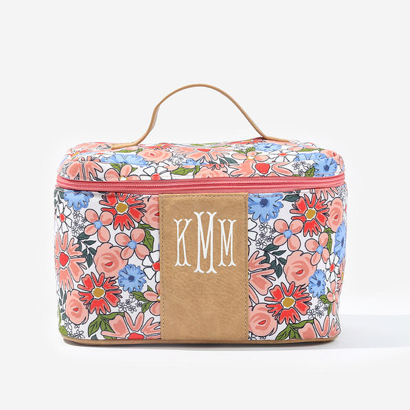 Monogrammed Canvas Train Case in Boho Blooms